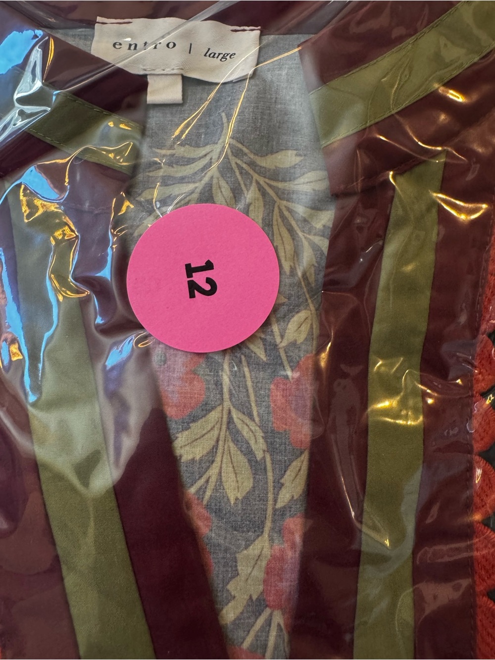 entro Floral Embroidered Black Tunic with Burgundy and Olive Trim - Picture 4 of 4